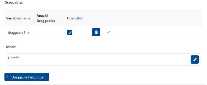Erstellung der Draggables