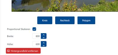 Einstellungen für das Hintergrundbild und die Buttons zur Erstellung der Zonen